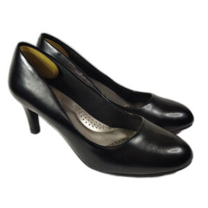 DEXFLEX COMFORT Karma  Black Pumps 6.5W Wide Women's Round-Toe Heels Shoes.